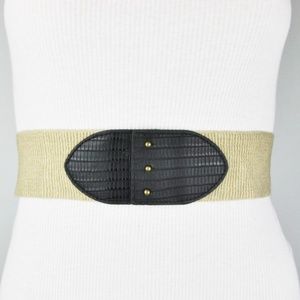 Black Beige Stretch Belt